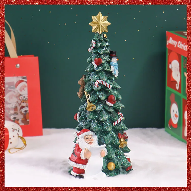 New Design Polyresin Twins Santa Claus Christmas Figurine For Decorations And Gifts