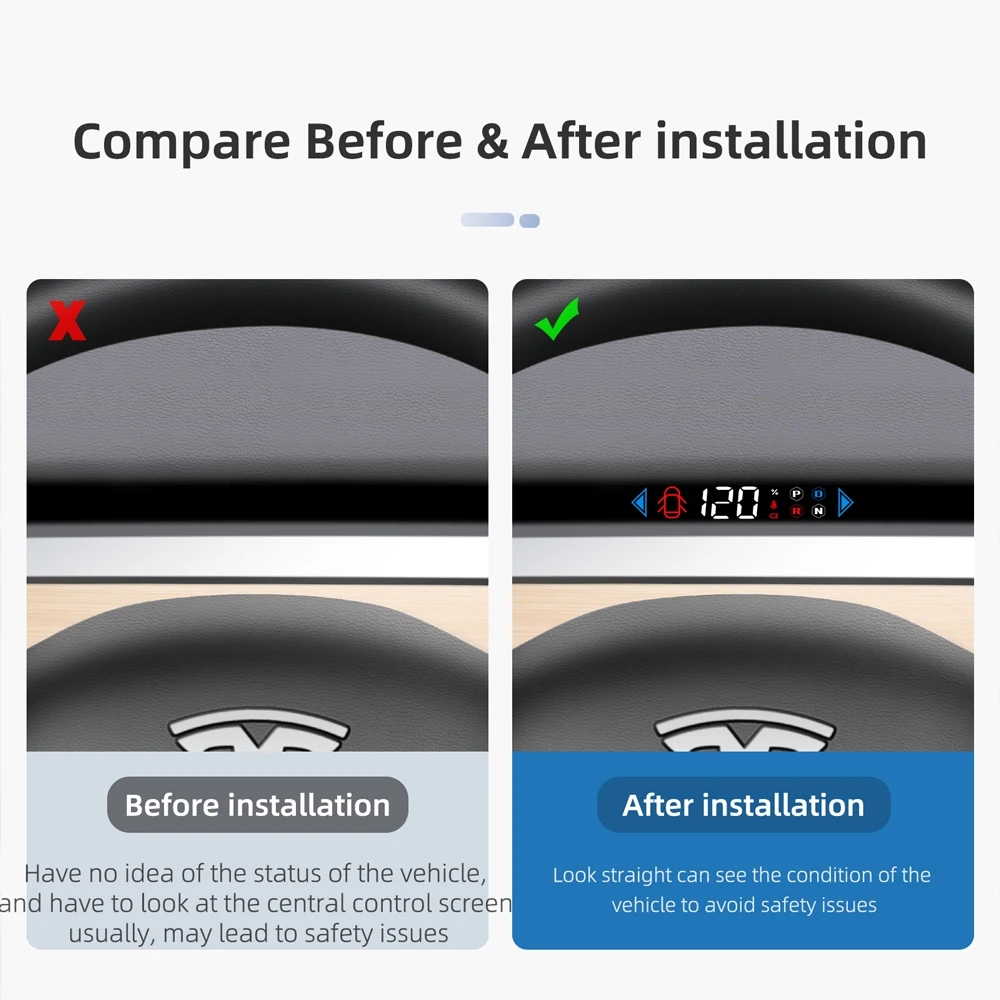 HUD T5 Tesla model 3 Y On Board Digital Speedometer GPS smart diagnostic tool Head Up Display