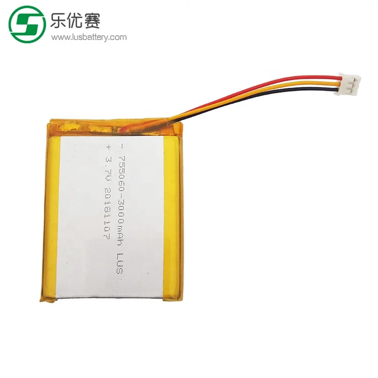 LP755060 Rechargeable polymer Li-ion battery 3.7V 3000mAh LIPOL BATTERY for Medical equipment