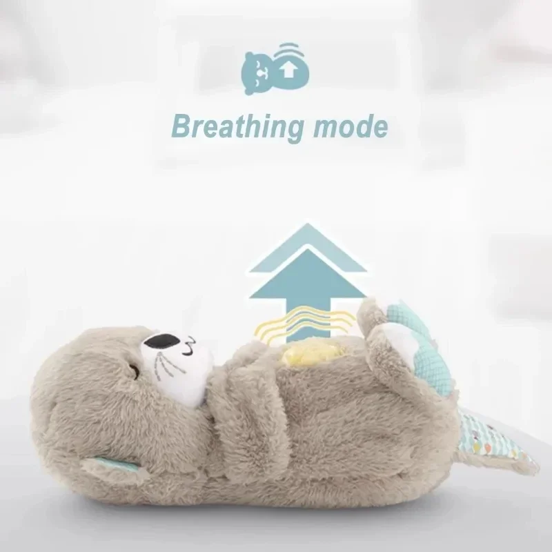 Breathing Cute Otter Soothes Plush Baby Sleep Doll Small Gift Doll Sleep Artifact breathing teddy bear otter with lights