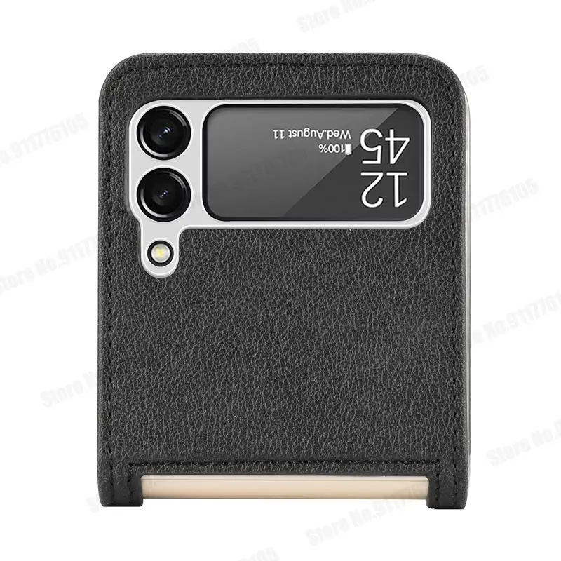Leather Card Slot Phone Case for Flip Hard PC Protective Cover For Galaxy Z Flip3 5G SM-F711B Ultra Slim Phone Case