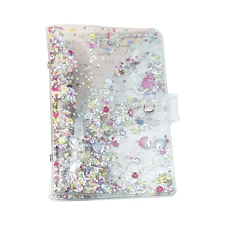 A5 PVC Journal Planner Binders Loose- Leaf Cute Saving Money Organizer budget Binder Sequin Notebook 6 Ring Binder Cover