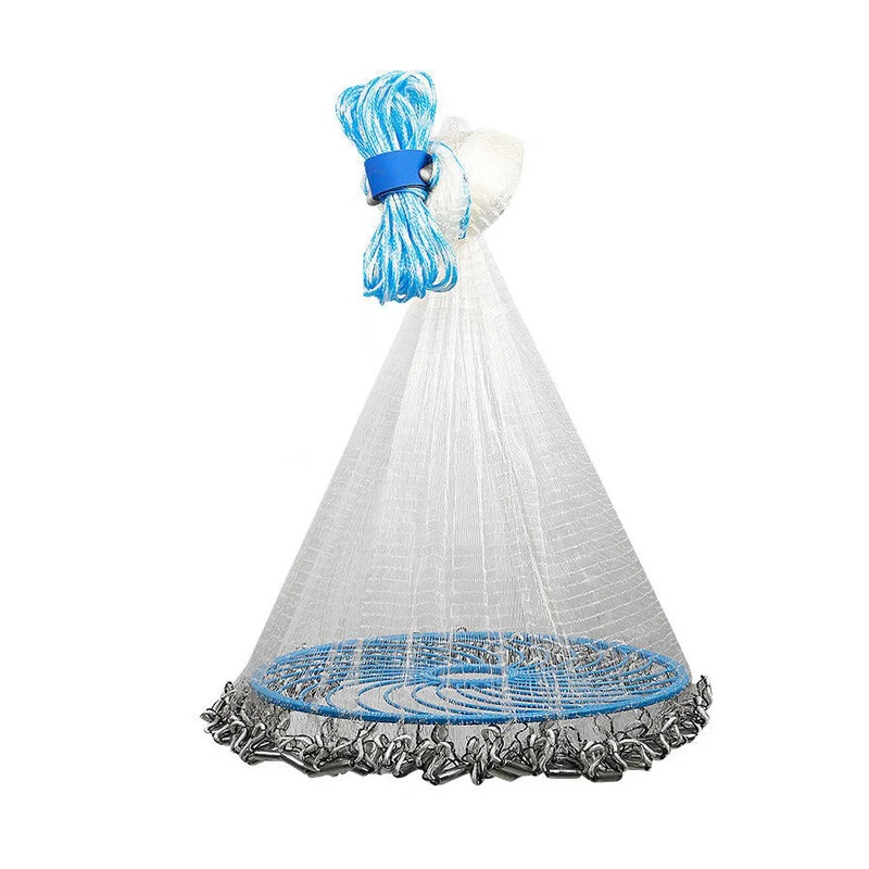 Portable American style 4-16ft frisbee hand throwing fishing net nylon monofilament hand cast net