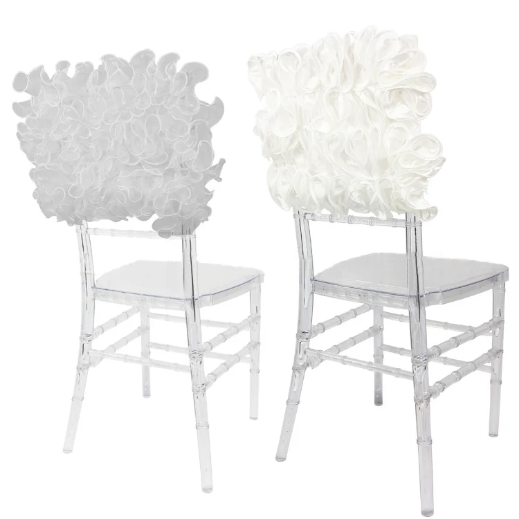 Wholesale Ruffle Chair Sashes Wedding Banquet Dinning Chair Decoration Chiffon Sash Cheap wedding  chair bow and sashes
