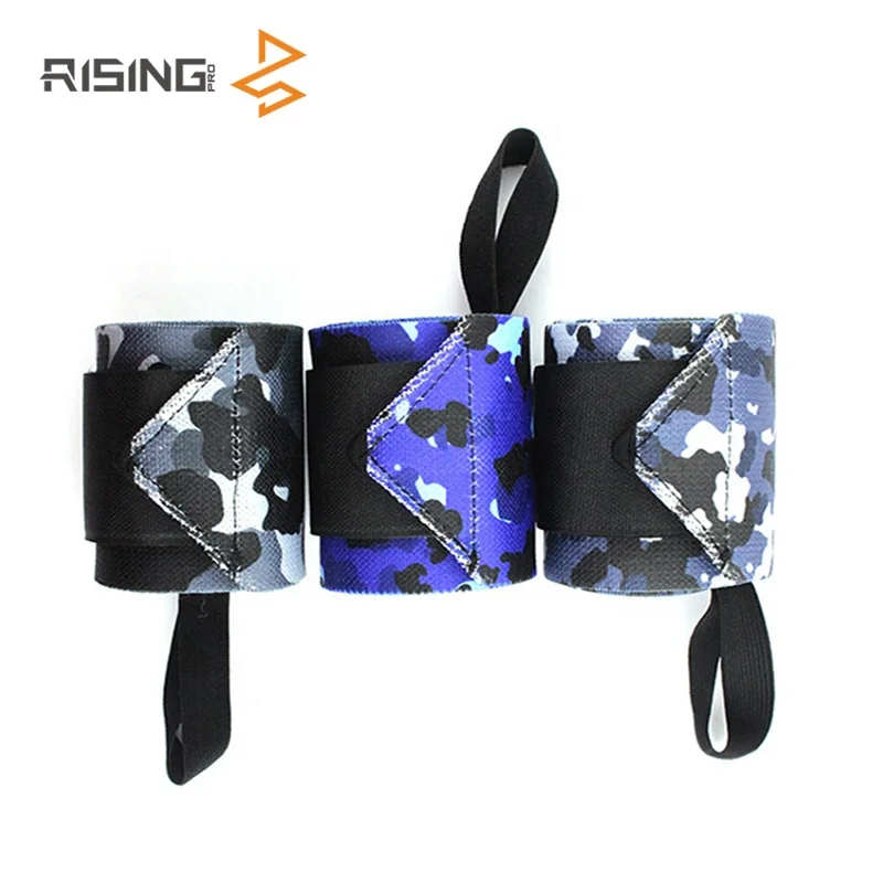 Rising Camouflage sports wristband power with nylon winding fitness weight lifting wristband  weightlifting wrist straps