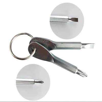 Mini portable Keychain Phillips screwdriver and slotted screwdriver small and exquisite