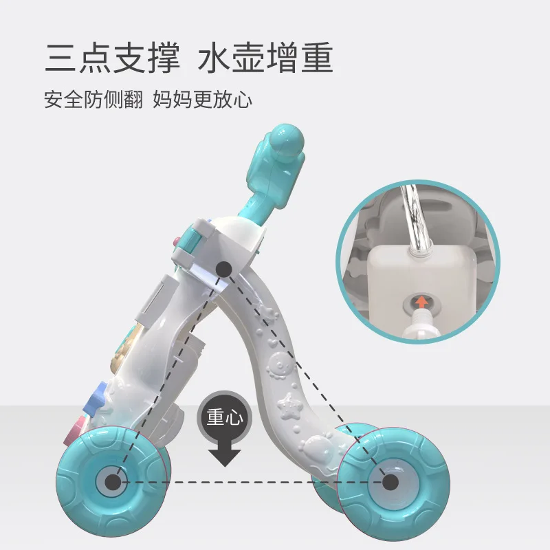 Baby hand push baby walker toy anti-O legs anti-rollover baby music sliding multi-function walker