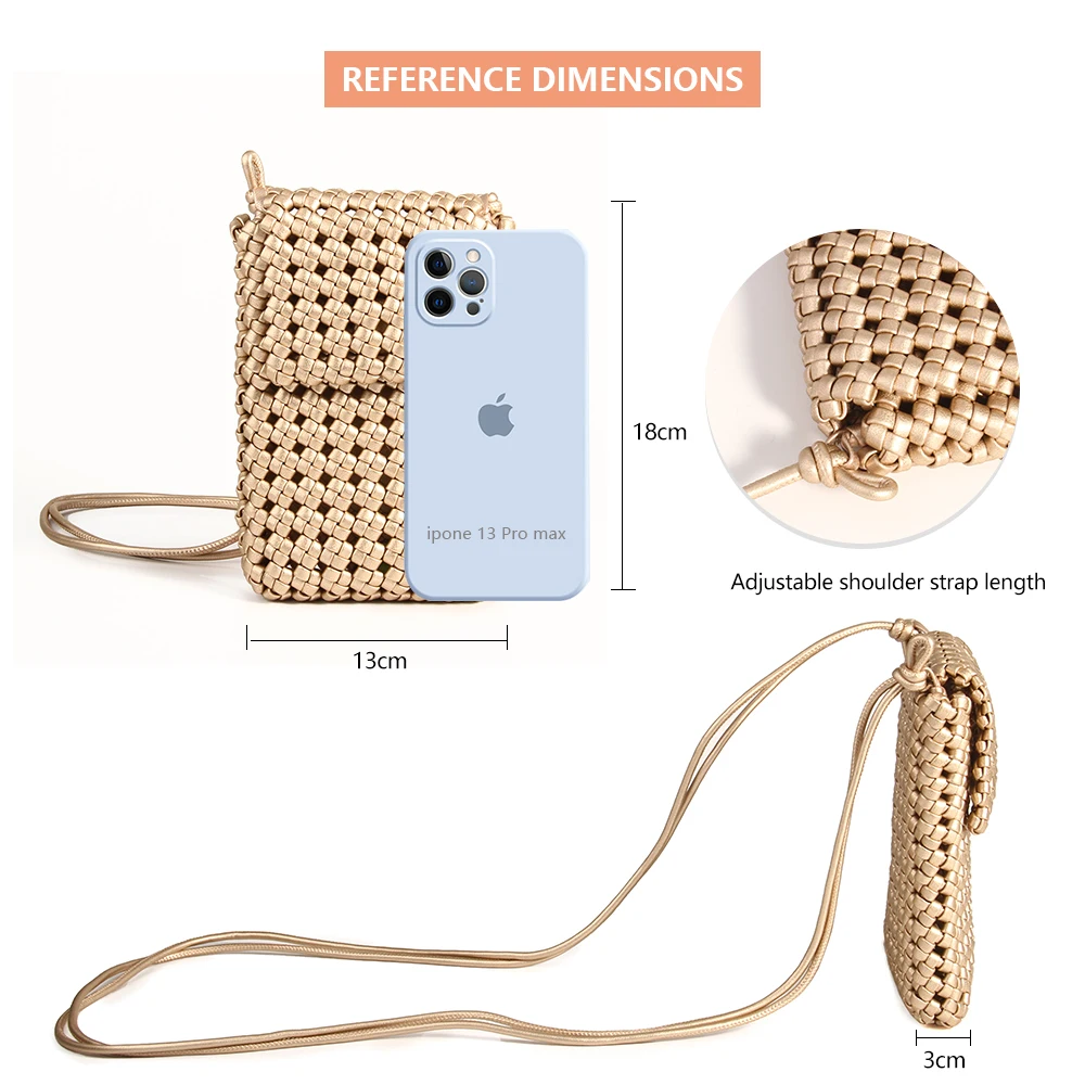 Ready to Ship Women Shoulder handmade windmill knot weave phone bag ladies woven bag spring and summer new phone shoulder bag