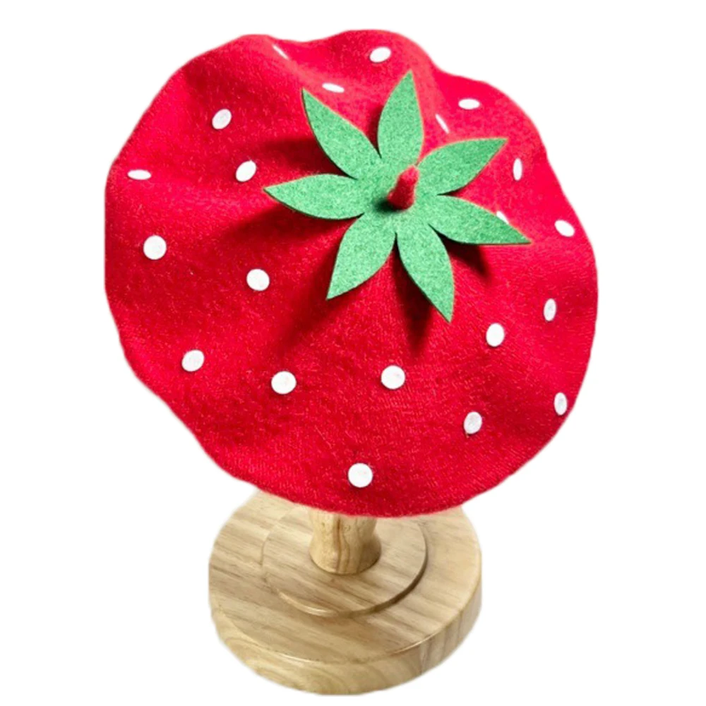 Mommy and Me Strawberry Beret Cap French Artist Beanies Cute Fruit Hat Birthday Gift Party Costume Accessory for Festival Decor