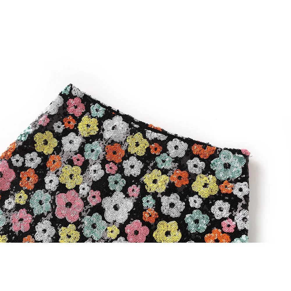 2024 new arrivals spring flowers sequin design  mini skirt women casual fashion skirt