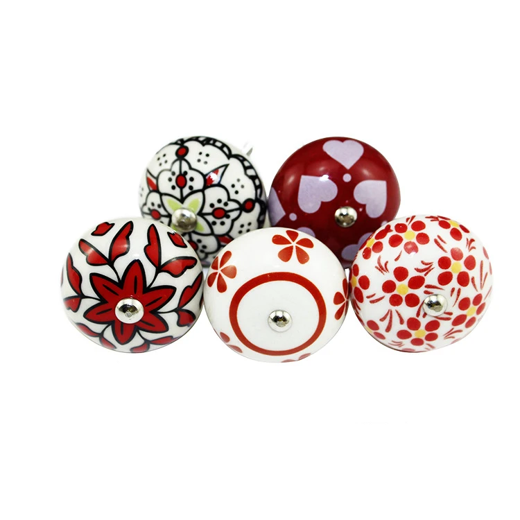 Hoone New Design American Cabinet Drawer Kitchen Colorful Retro Ceramic Vintage Knobs with Screws