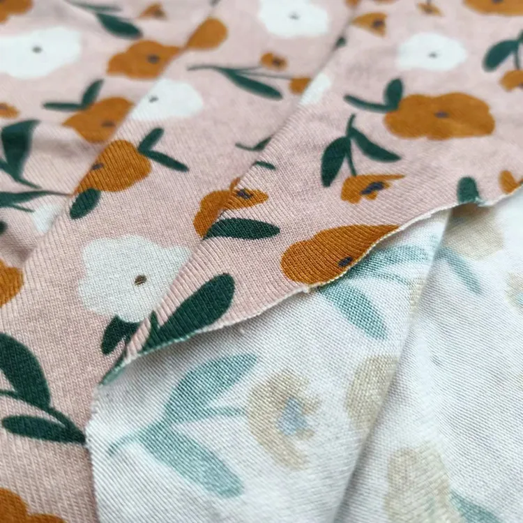 Soft touch custom designs digital printing bamboo spandex fabric for cloth with NO MOQ