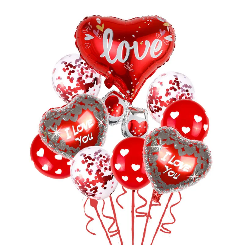 Valentines Day Balloon Bouquet Heart Shape Foil Balloons Kits For Anniversary Wedding Party Decoration