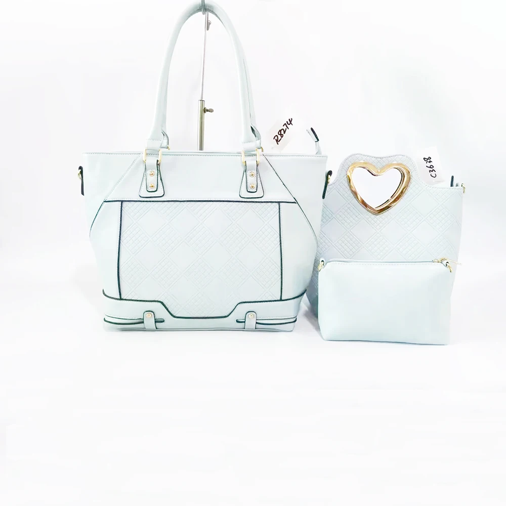3PCS WOMEN FASHION EMBOSSED PATTERN HANDBAG SET