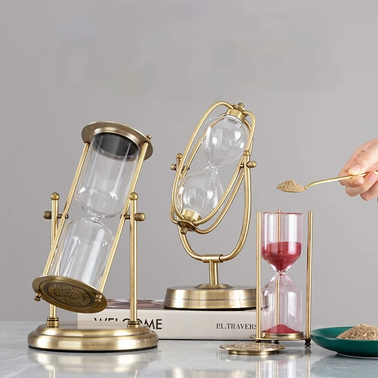 Custom Empty Hourglass Fillable DIY Antique Metal Crafts Brass Hour Glass Wedding Sand Timer Clock