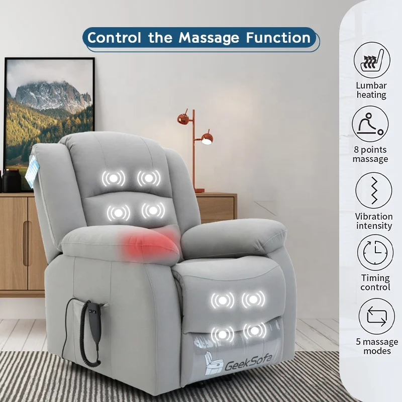 JKY Furniture micro Fabric Power Electric Recliner Sofa Chair Reclinable With Massage Function And Heat Function For Living Room