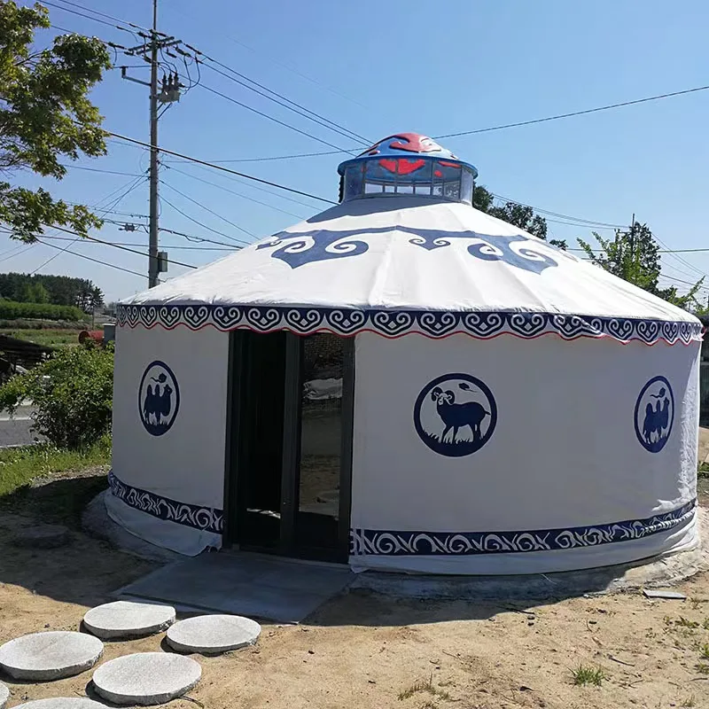 Baked lacquer mongolian yurt 4m white yurt ger tents