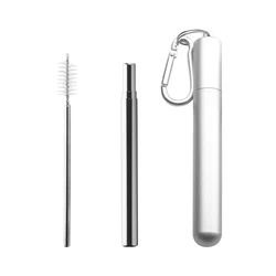 Reusable Stainless Steel Straws Telescopic Custom Logo Metal Straws with Aluminium Case