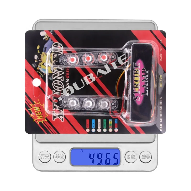 High Lumen 3 LED One-To-Two Car Grid Flashing Warning Lights Emergency Car Safety Caution Beacon Strobe Light Car Warning Light