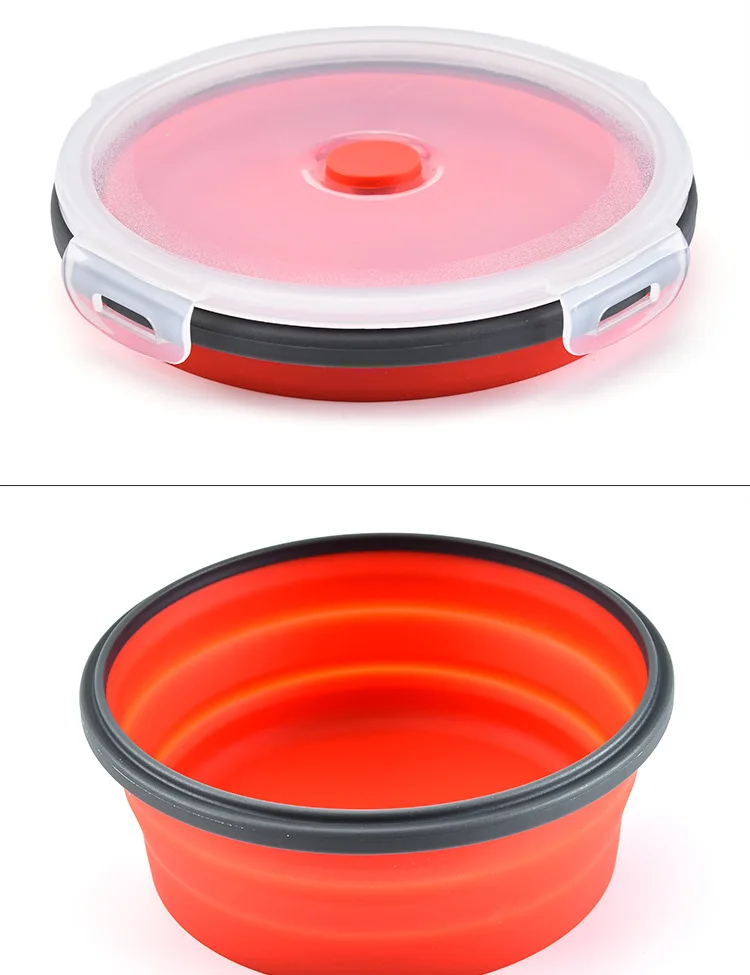 Collapsible Silicone Food Storage Container Set of 4 with Lids | Stackable - Space Saving | Microwaveable  Freezer