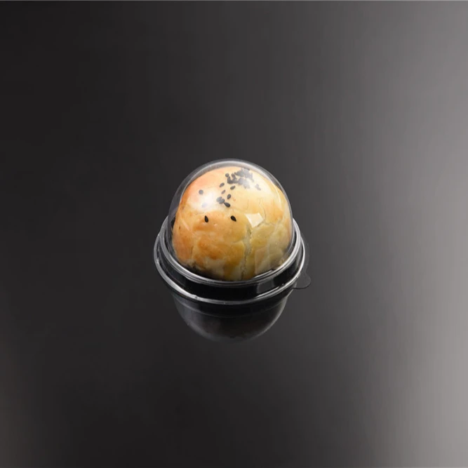 Custom Luxury Egg Yolk Box Small Round PVC Plastic Transparent Moon Cake Cookie Biscuit Blister Packaging Container Box