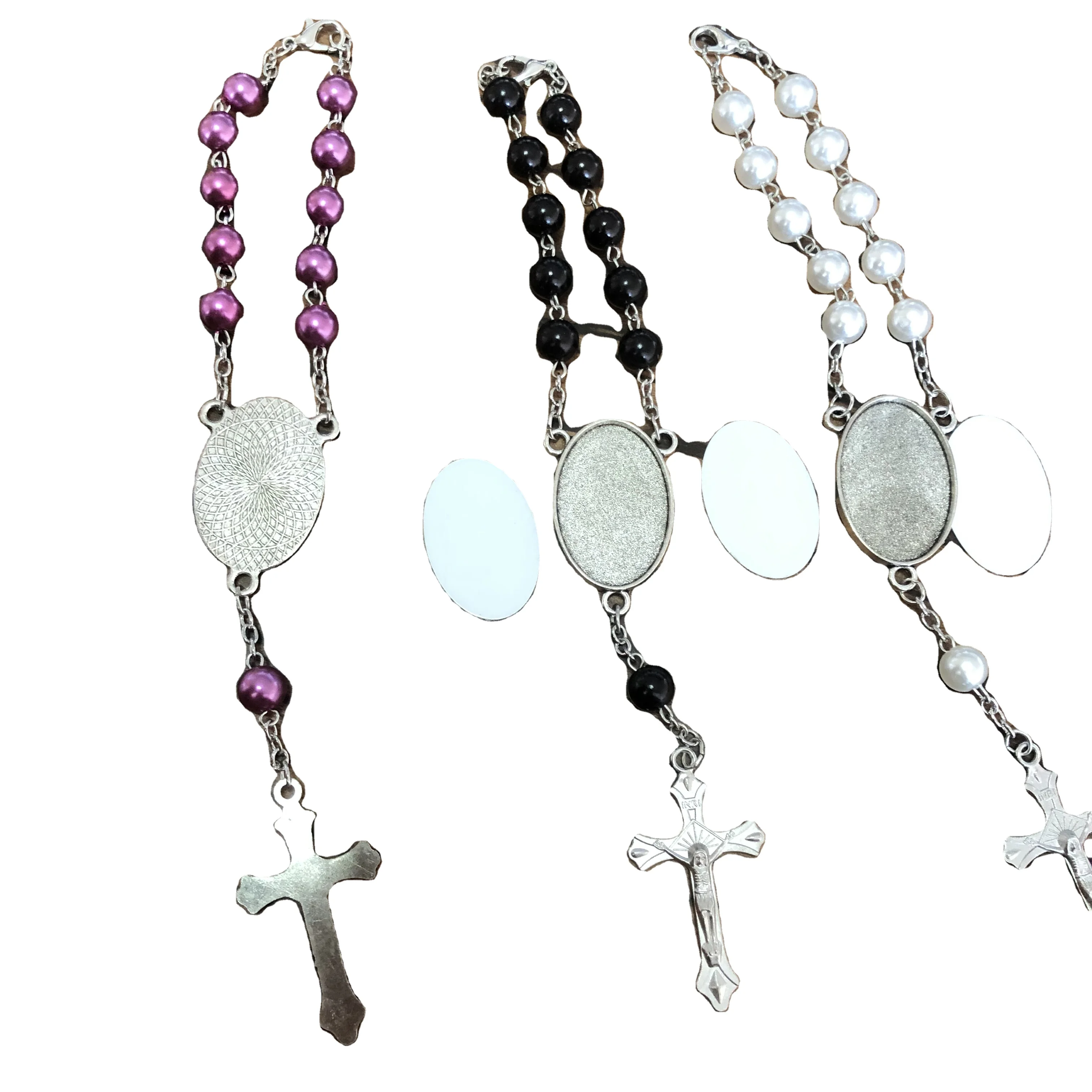 blank short hot sell pearl rosary bracelet for sublimation 11 beads