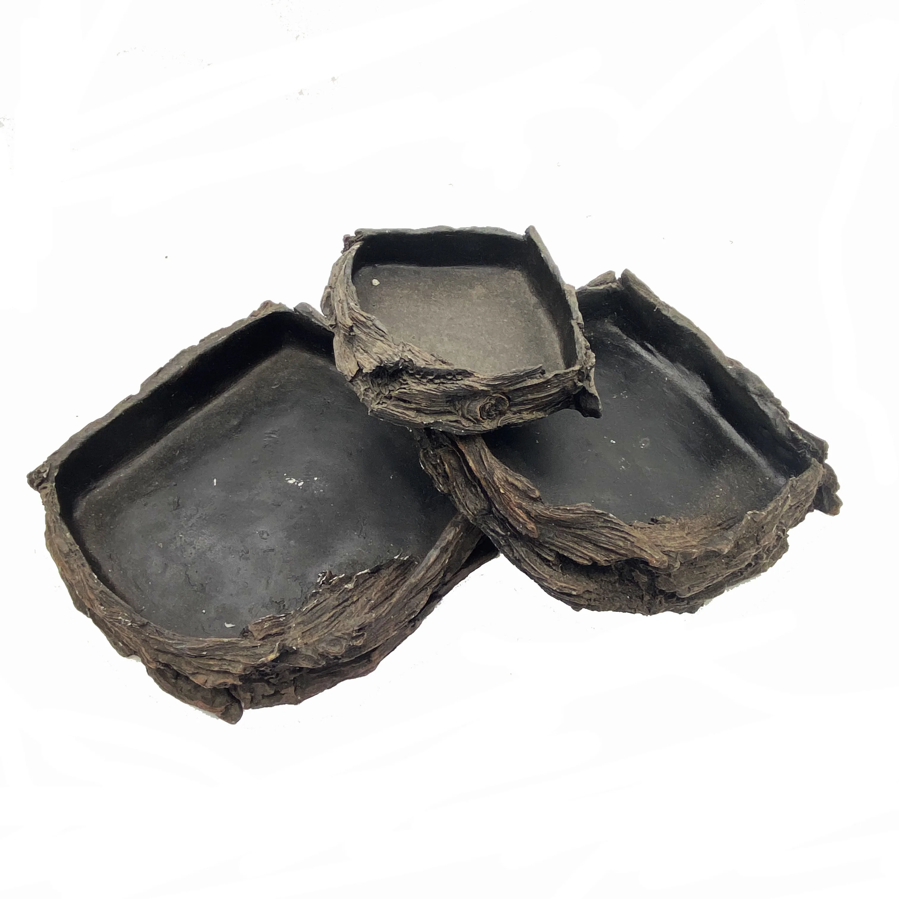 New Resin rock reptile food and water feeder Resin Non-Toxic Food Water Pot Low Price Reptiles Resin Drinking Water Bowl