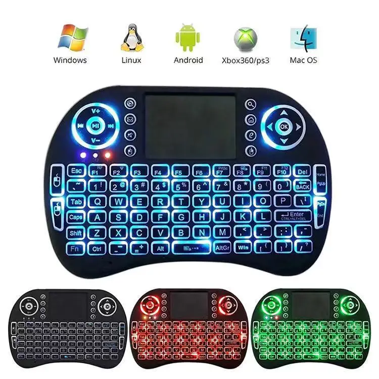 I8 Rechargeable Mini Keyboard for Xiaomi Pad TV Box Remote Control Touchpad Air Mouse 2.4G Wireless RGB Backlit Gaming Keyboard