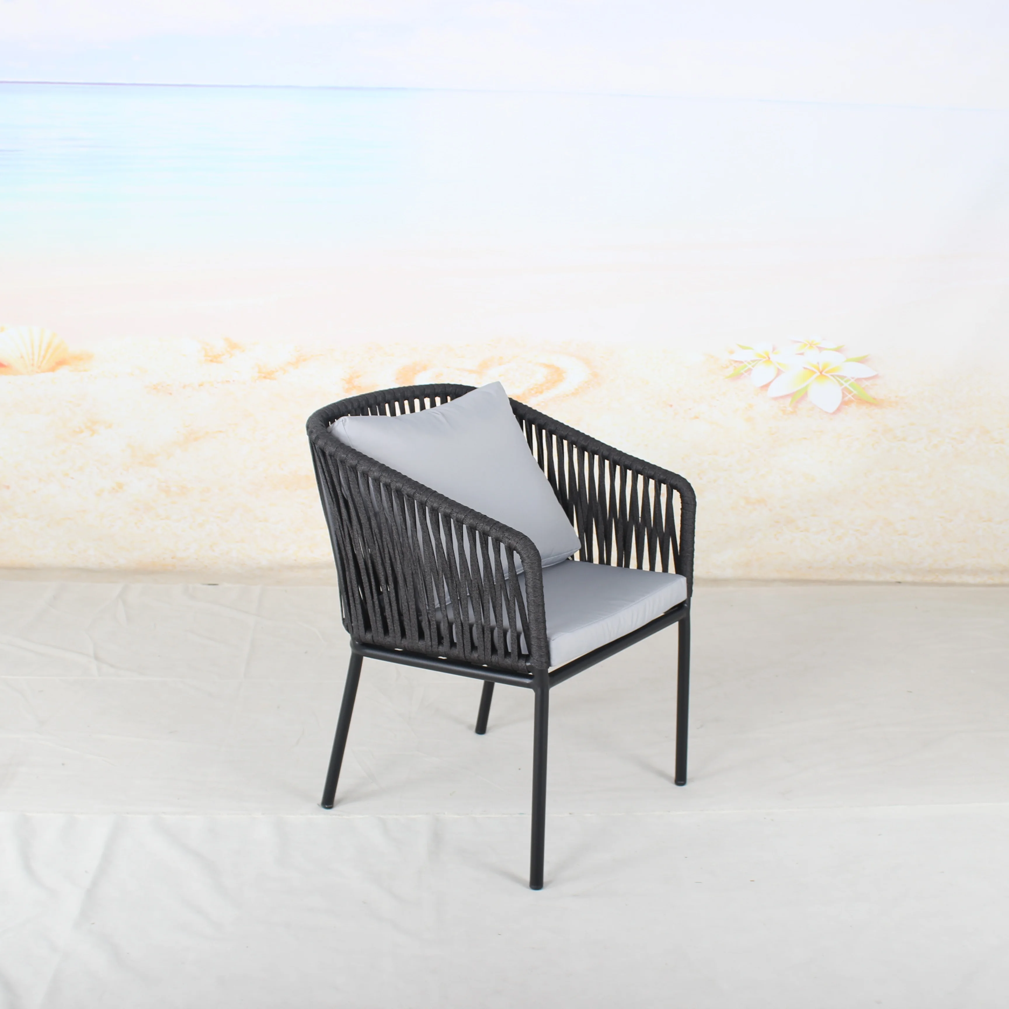 Modern Garden Cafe Balcony Leisure Chair Furniture Outdoor Restaurant Woven Rope Dining Chairs