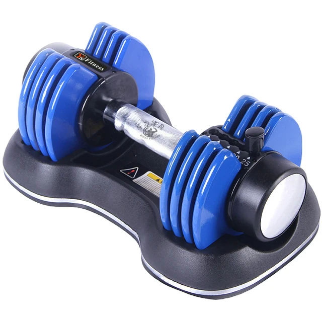 Unisex home gym weightlifting workout equipment 25LBS 11KG adjustable blue iron plates dumbbell