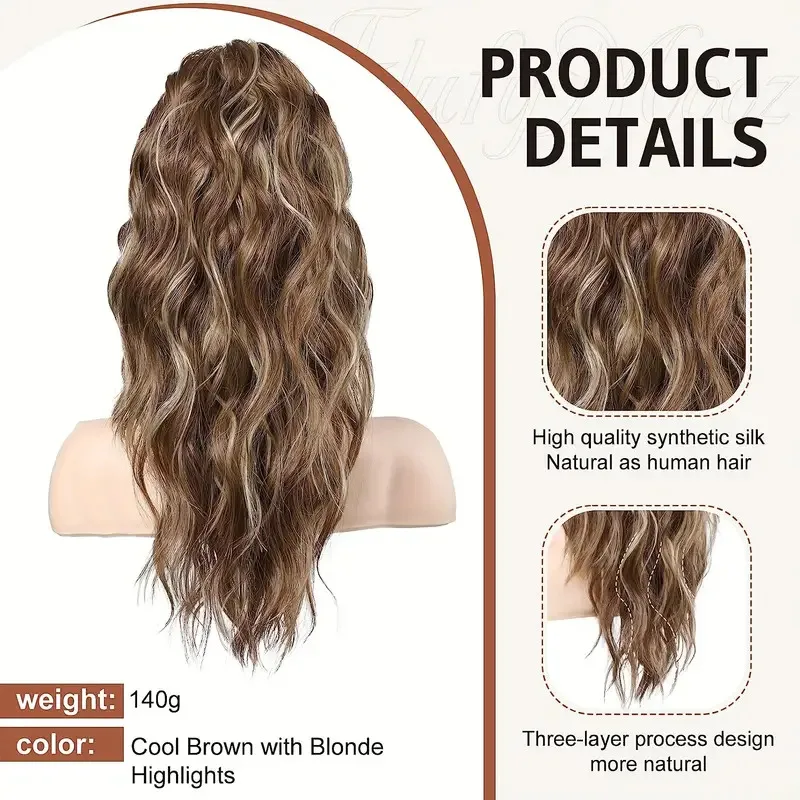 Claw Ponytail Long Curly Wavy Ponytail Extensions Synthetic Clip In Hair Extensions Elegant Natural Looking Hair Accessories