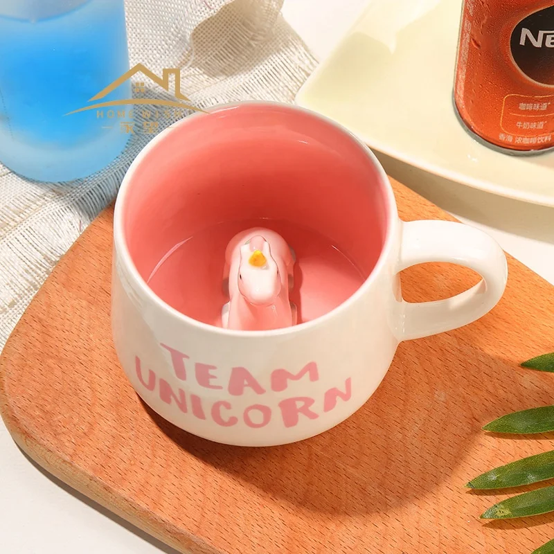 Ceramic Cup Hidden 3D Animal Inside Mug Cute Cartoon Handmade Figurine Mugs for Coffee Milk Tea Lovers Holiday and Birthday Gift