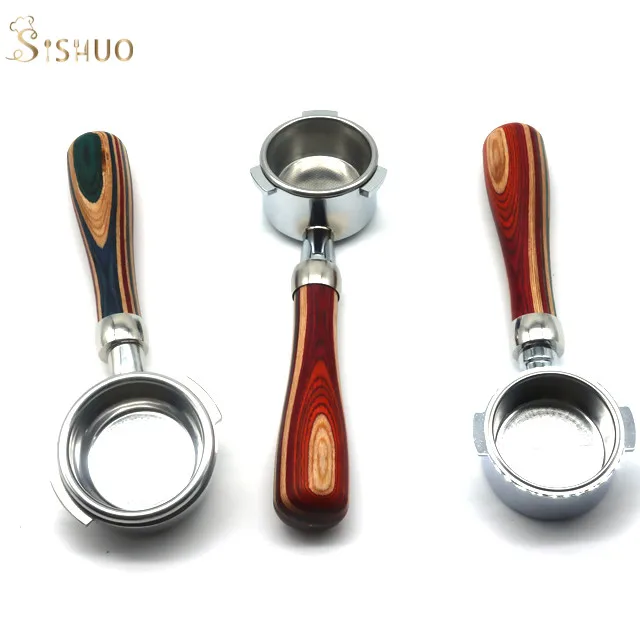 Espresso coffee machine portafilter 51/54/58mm Bottomless Wood Handle Coffee portafilter