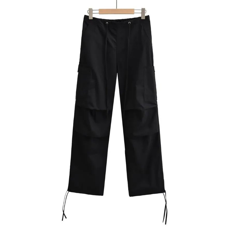 Women Winter Long Thermal Drawstring Waist Street Leisure Hip Hop Cargo Pants
