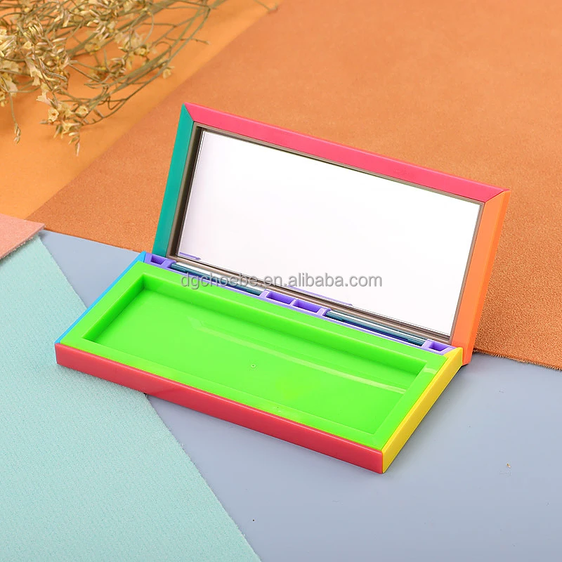 Custom your own empty biodegradable makeup pocket mirror mini empty patent plastic compact packaging cosmetic containers