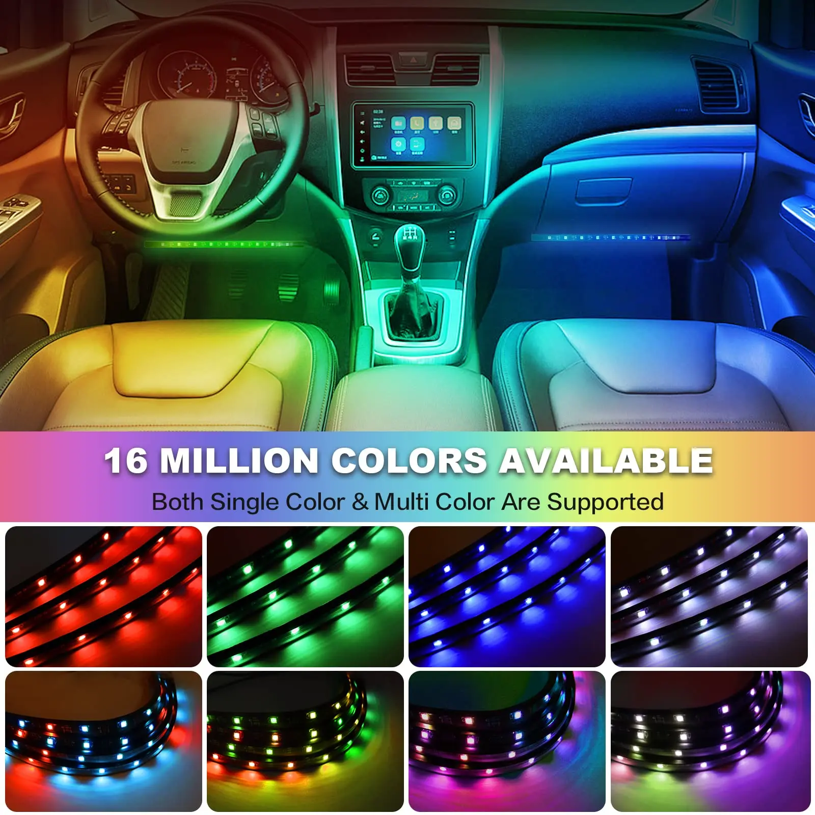 RGB светодиодные лампы управления приложением IP65 другие автомобильные аксессуары Автомобильные полосы светильники поддержка OEM/ODM многоцветный переключатель