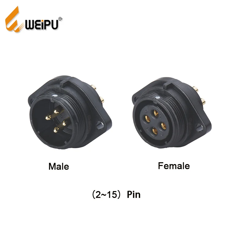 Weipu SP21 connector SP2113/S IP68 waterproof 2-hole flange receptacle 2 pin - 12 pin circular connector