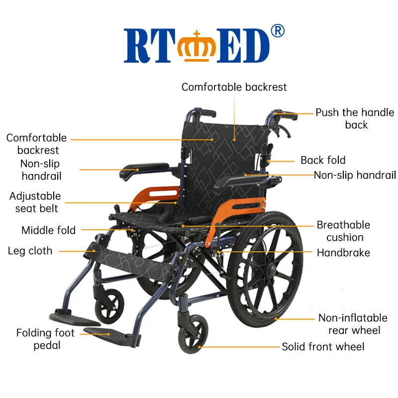 Best selling high quality Folding Manual Wheelchair lightweight wheel chair
