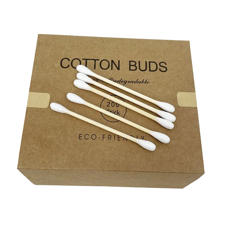 Bamboo Cotton Swabs Wooden Cotton Buds, Eco Friendly Cotton Swabs Wood Sticks, Dual Cotton Tipped Applicators Organic Cotton Swa