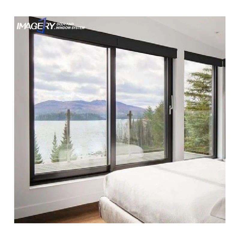 Manufacturers double glazed burglar proof soundproof design aluminum sliding black windows for house