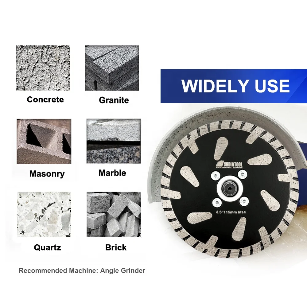 SHDIATOOL OEM Dia 4.5/7/9inch Diamond Saw Blade Cutting&Grinding Disc with Protection Teeth For Angle Grinder Concrete Granite