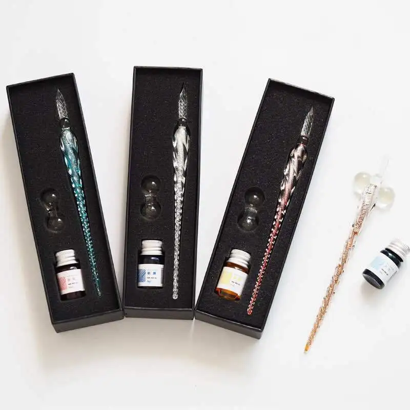 Gift Box Packing Glass Dip Pen Set