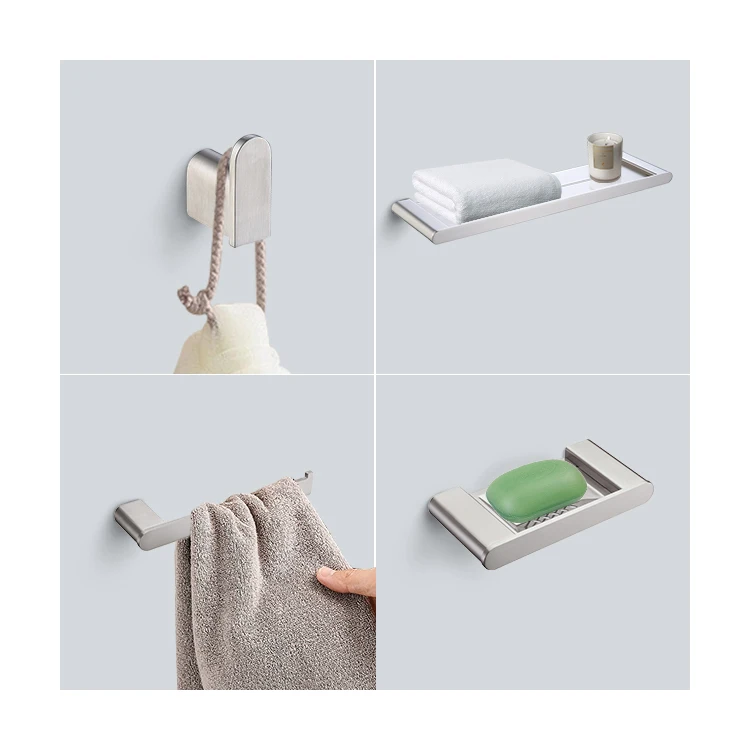 304 stainless steel double-layer towel rack bathroom storage rack towel rod wall hanging storage rack