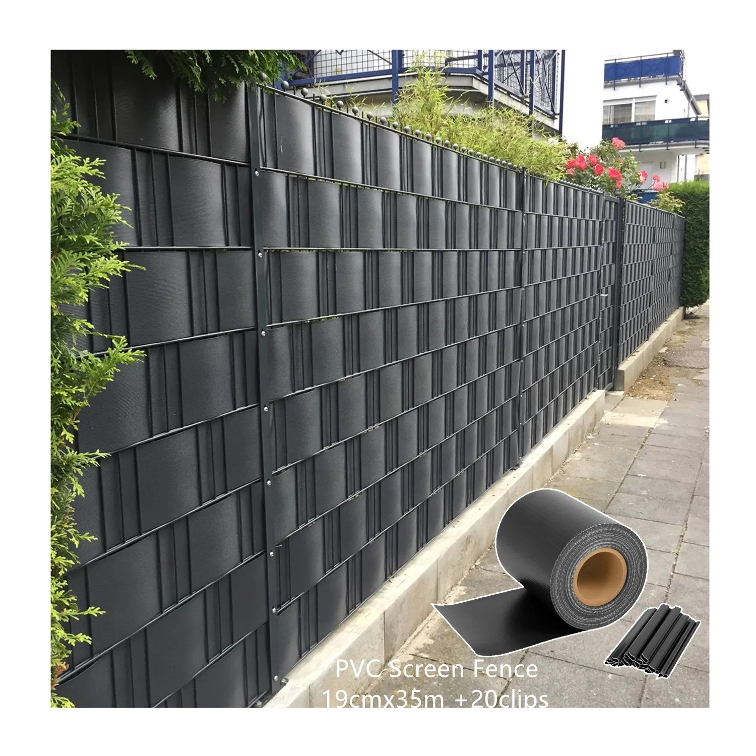 Anti-UV Colorful 450gsm 19cm*35m Fence Tape PVC Strip Screen Garden Fence