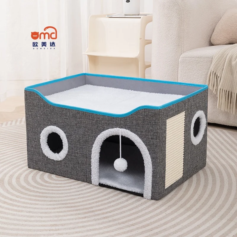 Luxury Cat Cave Bed with Plush Interior Soft and Cozy Cat House Nest for Cats