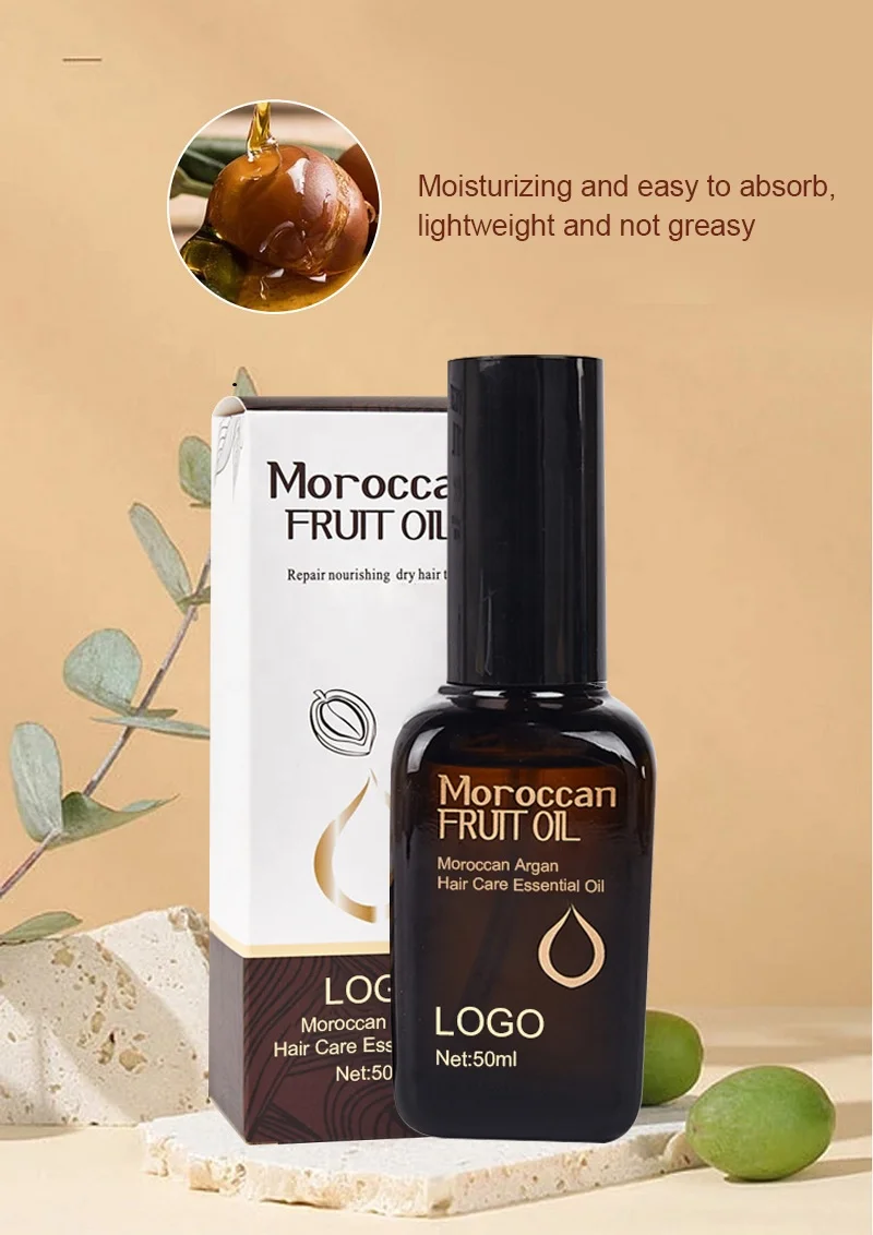 Private Label 50ml Moroccan Argan Oil Daily Use Essential for Frizzy Hair Natural Regrowth Luxuriant Repair Nourishing Home Use