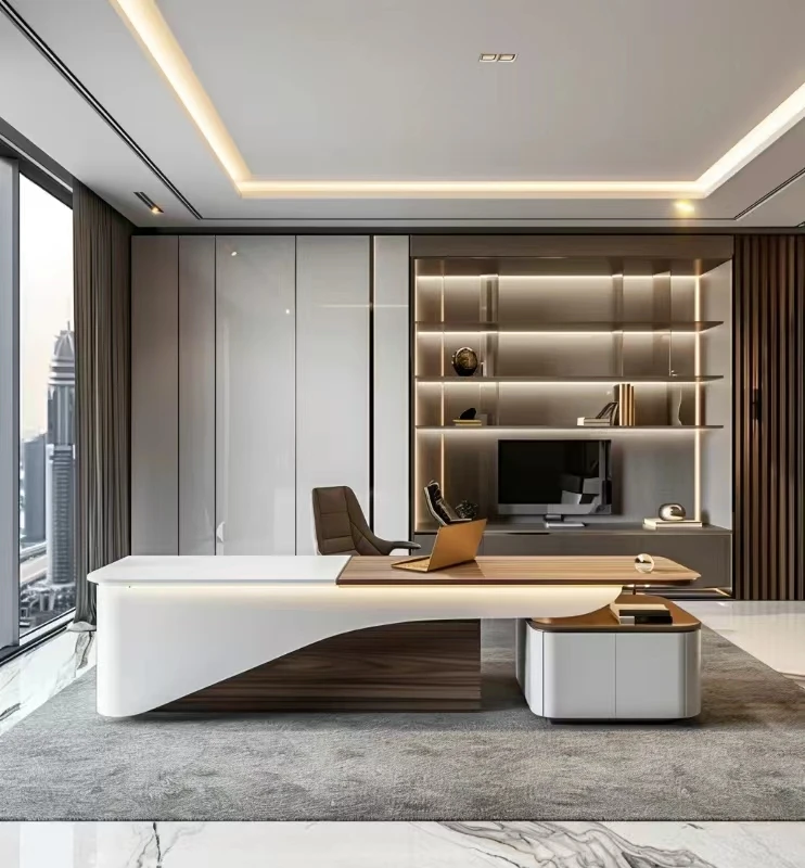 WESOME Simple Modern Office Furniture White High-end Design Executive Desk CEO Table Manager Desk