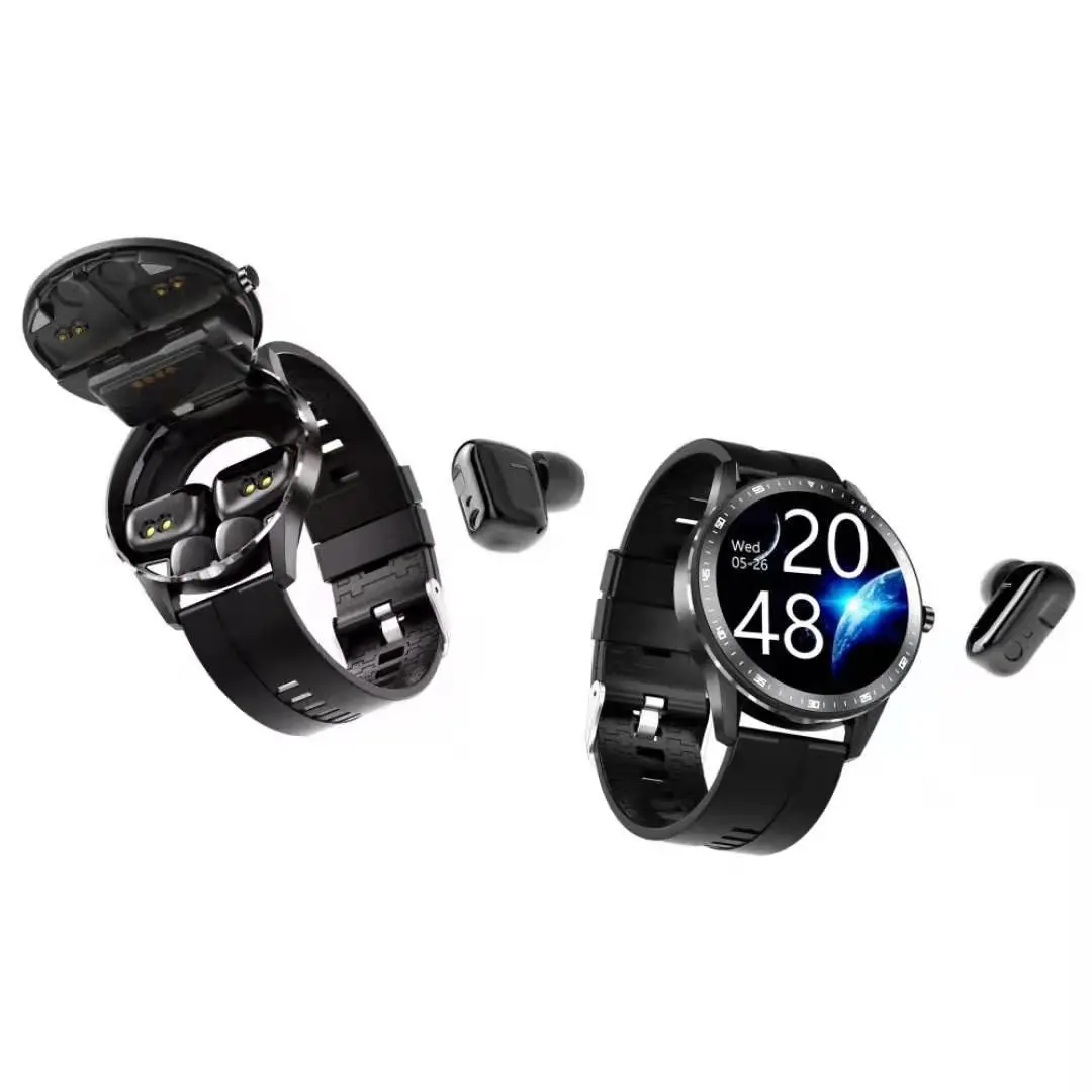 android io smart watch 2021 earphone health sport smart watch phone mens ip68 waterproof  smart watch earphone 2 in 1 oem tws