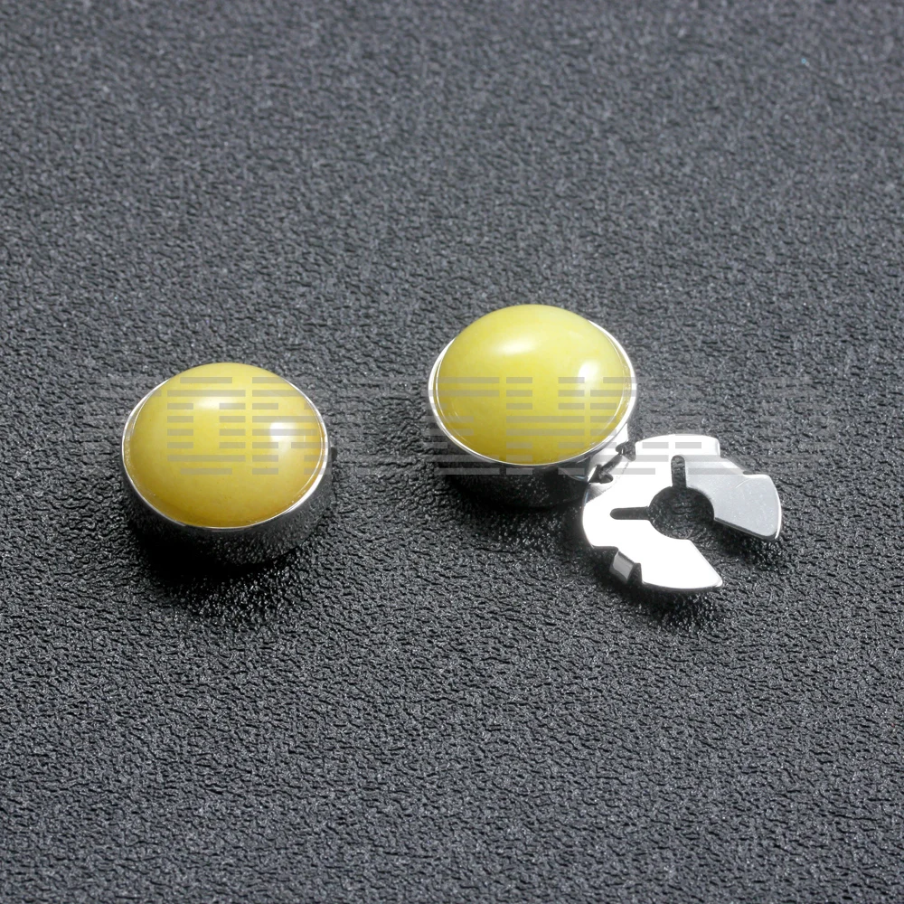 CUSTOM Fancy Kurta For Men Fancy LadiesPrecious Lemon Egg Yellow Stone Button Covers Round Brass 17.5MM for shirts