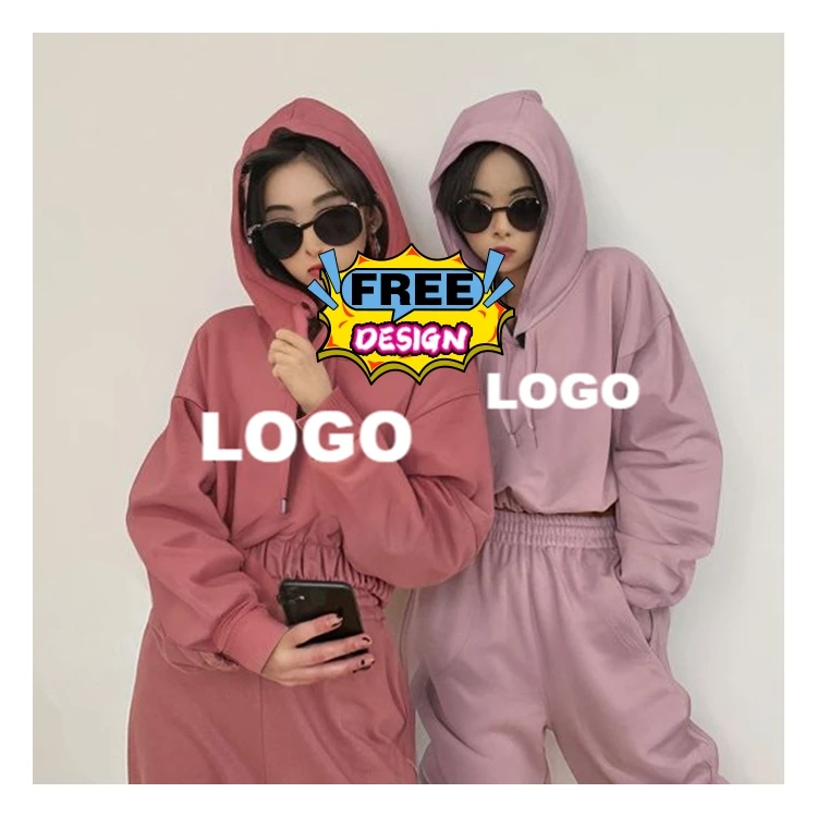 HLN High Quality Clothing Custom Women2pc Sweat Suit Women Thick Cotton Sweat Suit Sweatpants And Hoodie Set Wholesale Women